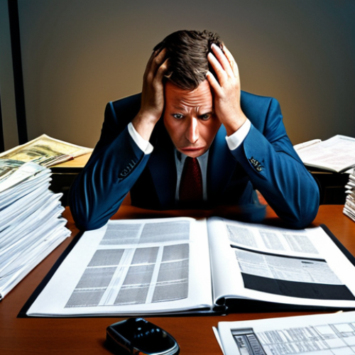 Home 11 **
A concerned investor with sleepless nights, surrounded by financial reports and bond documents. Emphasize the feeling of anxiety and risk associated with bond investments. Moody's and Standard & Poor's logos are subtly visible in the background.
**