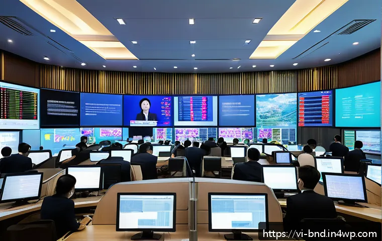 채권 시장 트렌드 분석 - A modern Vietnamese financial office scene showing a diverse group of professional investors analyzi...